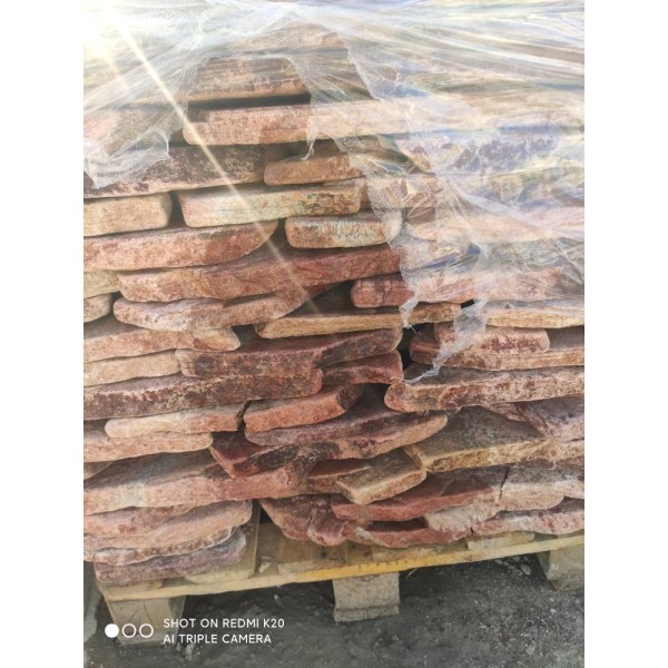 Галтованный плитняк песчаник малиновый